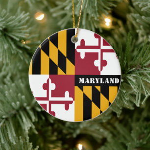 Maryland Flag Ornament, Christmas, Maryland Ceramic Tree Decoration