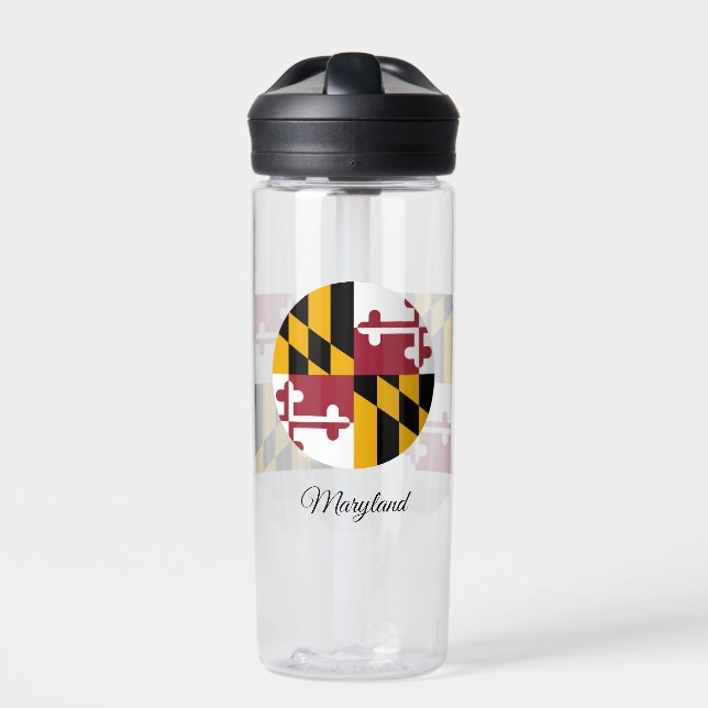 Maryland Flag, Patriotic USA, Maryland Water Bottle (Front)