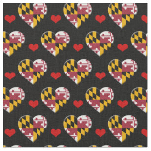 Maryland Flag & Red Heart fashion Fabric / USA