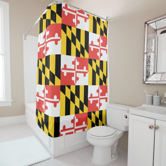 Maryland Flag Shower Curtain (In Situ)