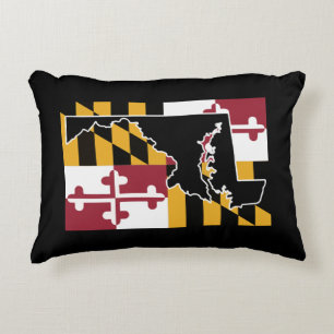 Maryland flag w/state shape decorative cushion