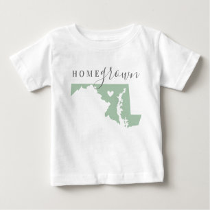 Maryland Home Grown Editable Colours State Map Baby T-Shirt