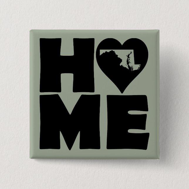 Maryland Home Heart State Button Badge Pin (Front)