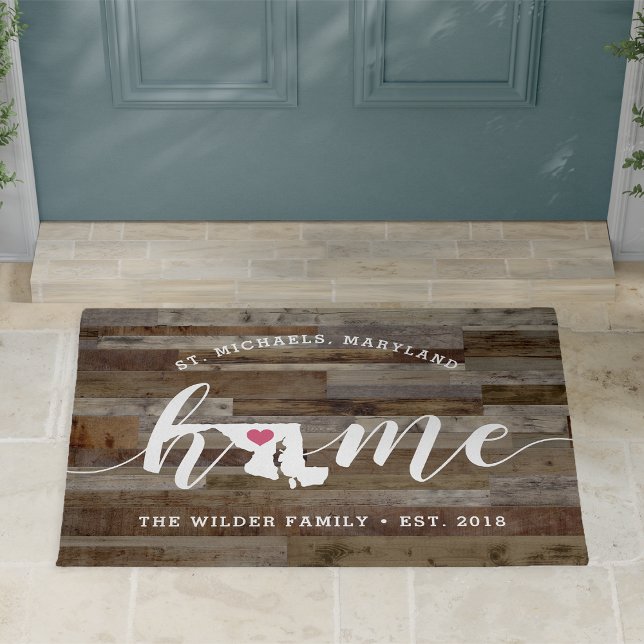 Maryland Home State Personalised Wood Look Doormat (Creator Uploaded)
