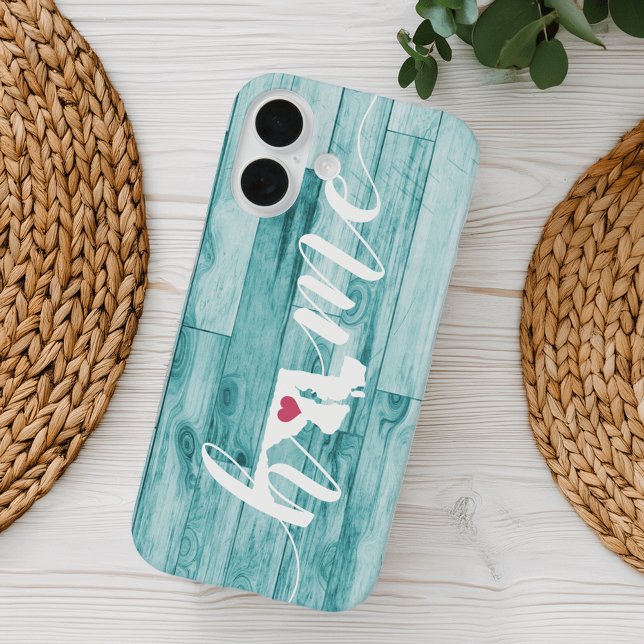 Maryland Home State Turquoise Wood Look Case-Mate iPhone Case (Creator Uploaded)