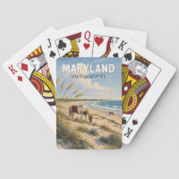 Maryland Horse Illustration Travel Art Vintage