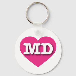 Maryland Hot Pink Heart - Big Love Key Ring