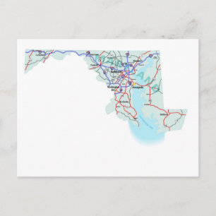 Maryland Interstate Map Postcard