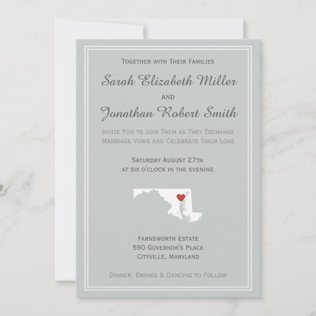 Maryland Love - Customisable Wedding Invitation (Front)
