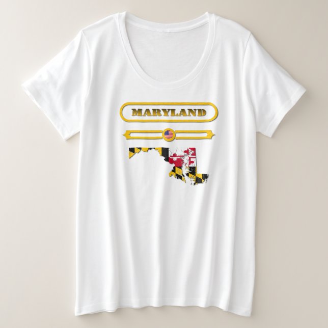 MARYLAND MAP, MARYLAND, USA. SAMER BRASIL PLUS SIZE T-Shirt (Design Front)
