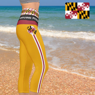 Maryland & Maryland Flag fashion, Fitness, Sports Capri Leggings