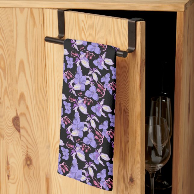 Maryland Native Flowers Kitchen Towel (Black) (Thirds Fold)