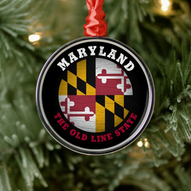 MARYLAND OLD LINE STATE FLAG METAL TREE DECORATION (Tree)