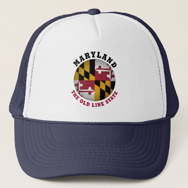 MARYLAND OLD LINE STATE FLAG TRUCKER HAT (Front)