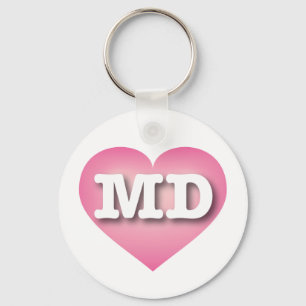 Maryland Pink Fade Heart - I love MD Key Ring