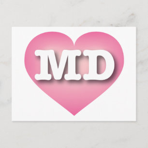 Maryland Pink Fade Heart - I love MD Postcard