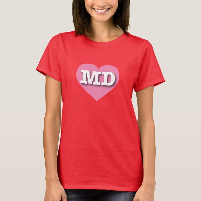 Maryland Pink Heart - I love MD T-Shirt (Front)