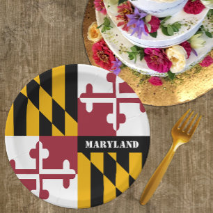 Maryland Plates, party, sports, Maryland Flag Paper Plate