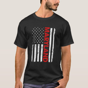 Maryland Pride Retro Vintage Old American Flag T-Shirt