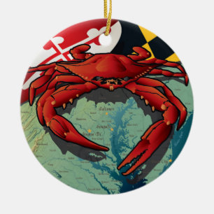 Maryland Red Crab by Joe Barsin Ceramic Tree Decoration
