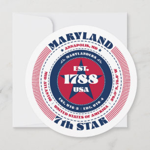 Maryland State Circular Typography Flat Card