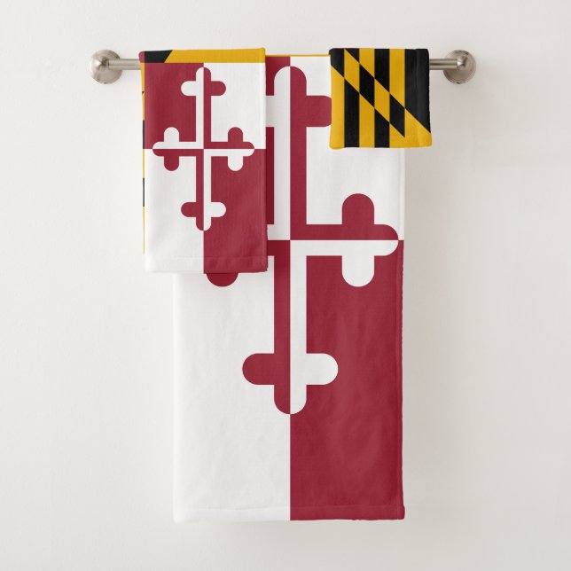 Maryland State Flag Bath Towel Set (Insitu)