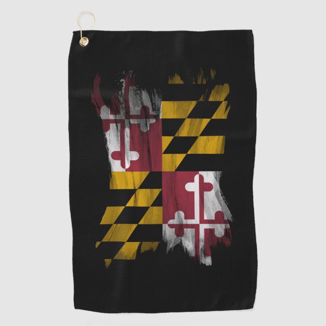 Maryland state flag brush stroke, Maryland flag Golf Towel (Front)