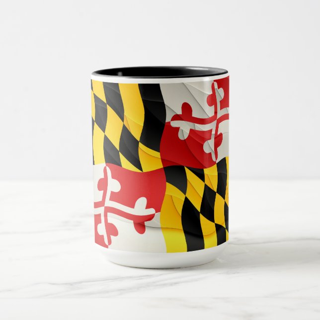 Maryland State Flag Coffee Mug with Wave Design (Center)