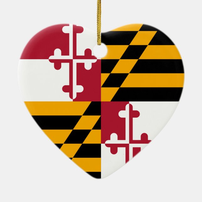 Maryland State Flag Colours Accent Ceramic Tree Decoration (Back)