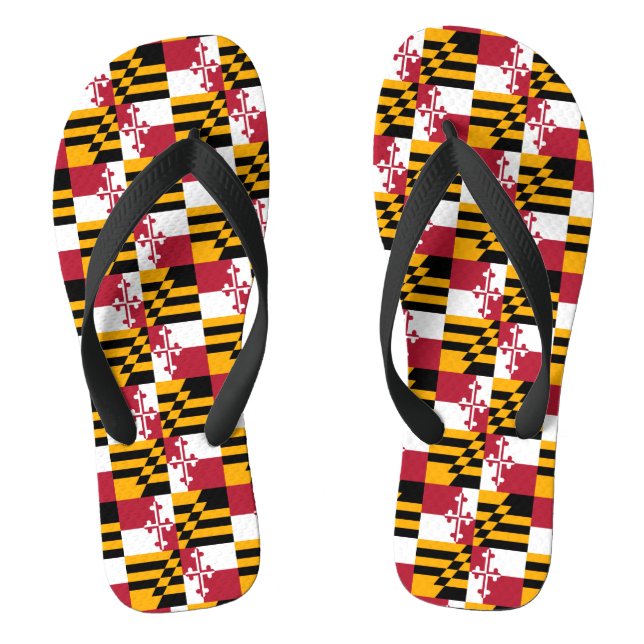 Maryland State Flag Colours Display Jandals (Footbed)