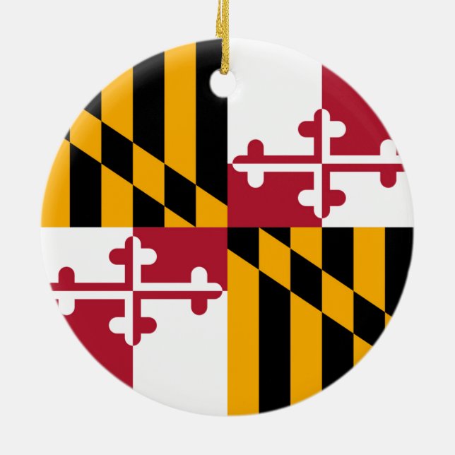 Maryland State Flag Colours Graphic Ceramic Tree Decoration (Back)