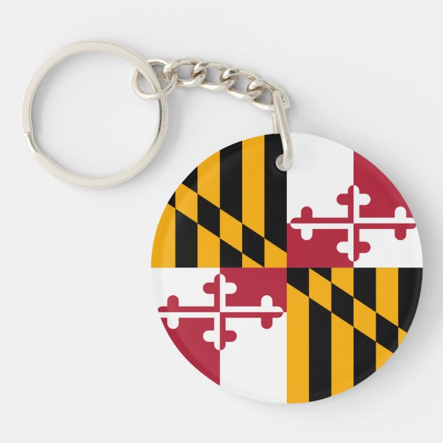 Maryland State Flag Colours Graphic Key Ring (Front)