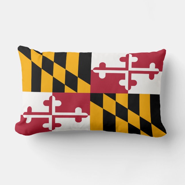Maryland State Flag Colours Style Lumbar Cushion (Front)