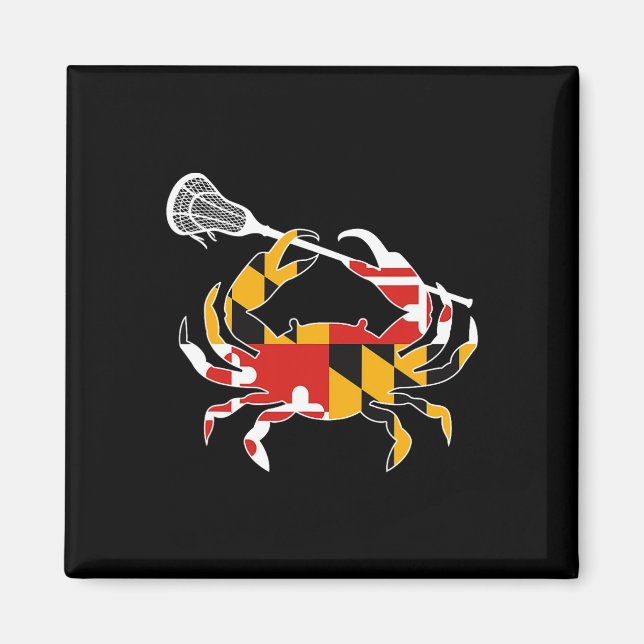 Maryland State Flag Crab Lacrosse Complete Stick B Magnet (Front)