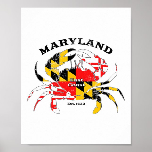Maryland State Flag Crab Pride Annapolis Ltimore F Poster (Front)