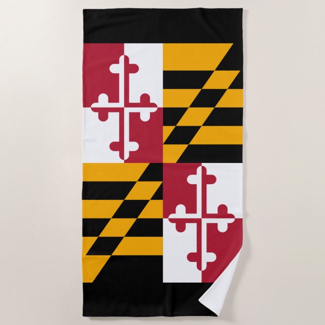 Maryland State Flag Design on a Beach Towel (Front)