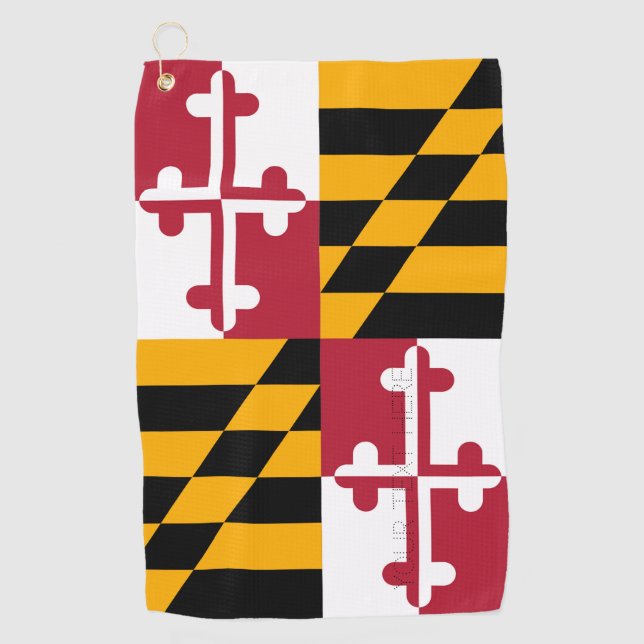 Maryland State Flag Design Your Text on a Golf Towel (Front)