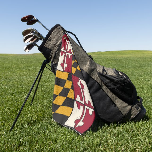 Maryland State Flag Golf Towel Hand Painted Design (Green)