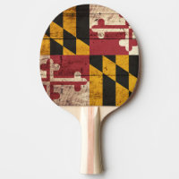 Maryland State Flag on Old Wood Grain