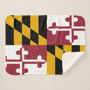 Maryland State Flag Print Patriotic Sherpa Blanket