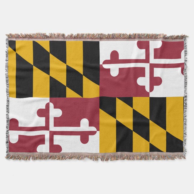 Maryland State Flag Print Patriotic Throw Blanket (Front)