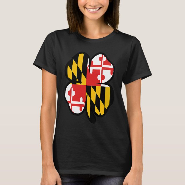 Maryland State Flag Shamrock C Irish St Patricks D T-Shirt (Front)
