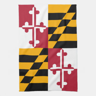Maryland State Flag Style Decor Tea Towel