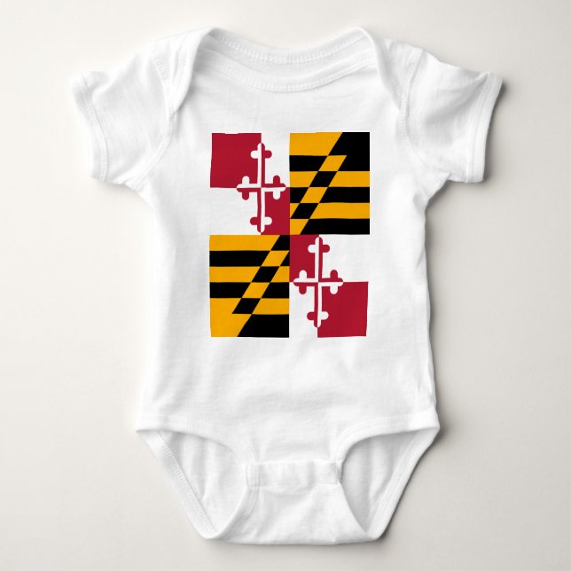 Maryland State Flag Stylish Baby Bodysuit (Front)