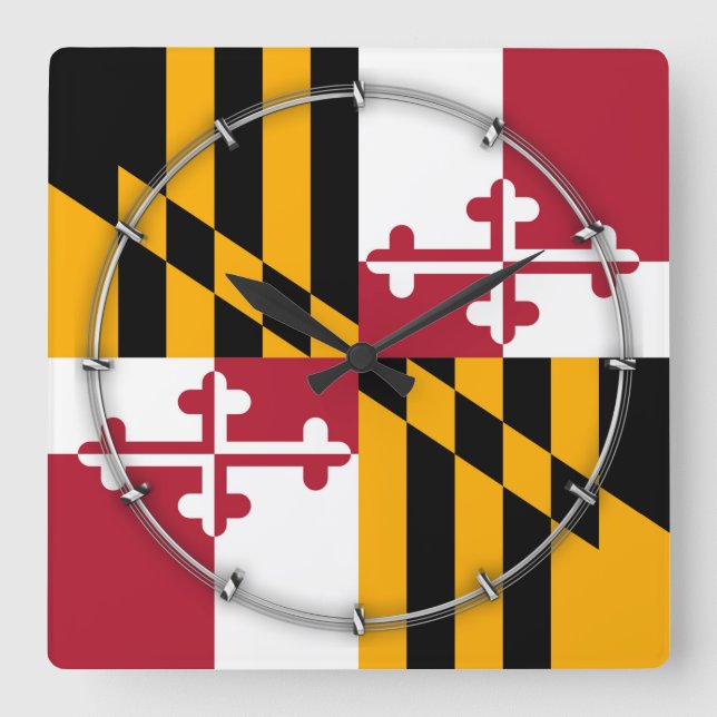 Maryland State Flag Stylish Display Square Wall Clock (Front)