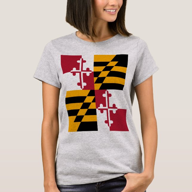 Maryland State Flag Stylish T-Shirt (Front)