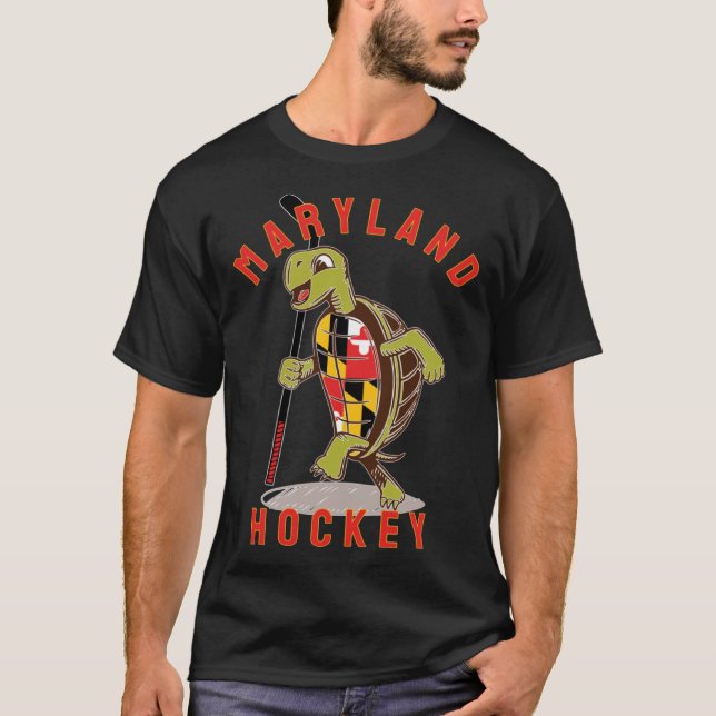 Maryland State Flag Turtle Hockey Baltimore Sports T-Shirt (Front)