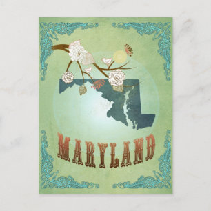 Maryland State Map – Green Postcard