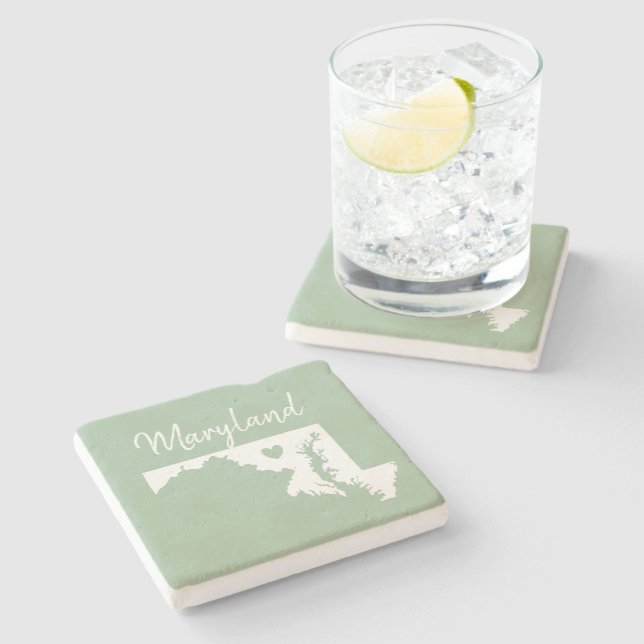 Maryland state map love home   stone coaster (Side)