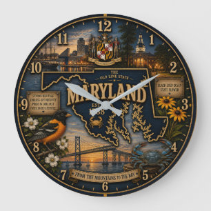 Maryland State Old Line State Chesapeake Bay Large Clock